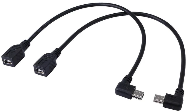 Alt view image 4 of 5 - AJMRTC 9Inch Mini USB Cable Combo, Mini USB Female to Right Angle & Left Angle Male Data Charging Cord, L-shaped Mini USB Adapter Cable, 2 Pack Angled Mini USB Cable for Digital Cameras, GPS, MP3 Play