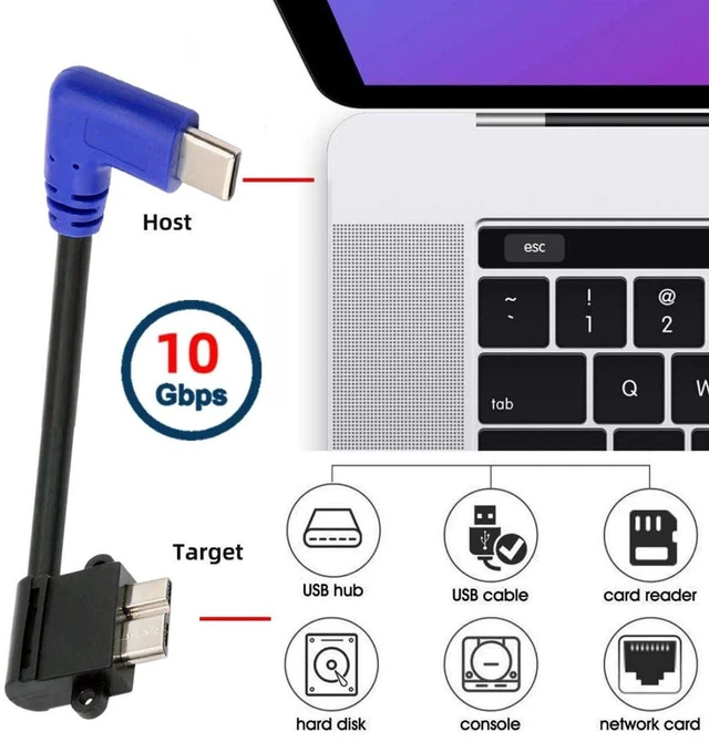 Alt view image 4 of 7 - AJMRTC USB C Host to Micro USB 3.0 90 Degree Right Angled Extension Cable, 0.3M Short Right Angle Micro USB3.0 Data Cord, High Speed Transfer Wire for External Hard Drives, Micro USB 3.0 Port Devices