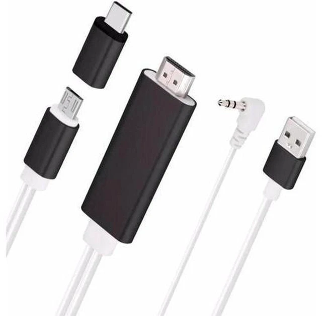 Main image of AJMRTC 2 in 1 Type C & Micro USB to HDMI Digital AV Adapter Cable, HDTV Video Output with Charging Port, Type-C Micro USB to HDMI Converter for Smartphones, Tablets, HD TV, Monitor Projection