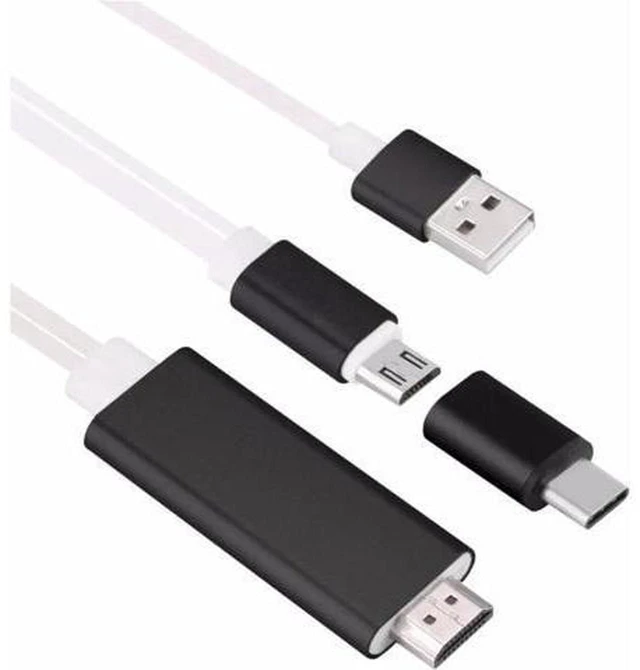 Alt view image 6 of 6 - AJMRTC 2 in 1 Type C & Micro USB to HDMI Digital AV Adapter Cable, HDTV Video Output with Charging Port, Type-C Micro USB to HDMI Converter for Smartphones, Tablets, HD TV, Monitor Projection
