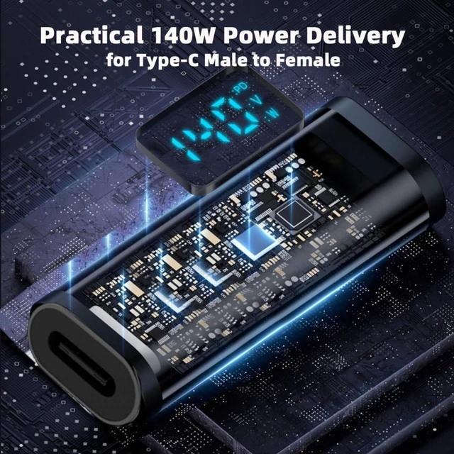 Alt view image 7 of 7 - AJMRTC USB4.0 Type C Female to Female Digital Display Adapter, 40Gbps 8K@60Hz, PD 140W Fast Charging Power Meter Tester, USB C Data Video Power Converter for Laptop, Monitor, Smartphone, USB-C Devices