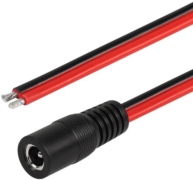 Alt view image 4 of 5 - AJMRTC DC5521 Power Pigtails Cable, 3.2FT 14AWG DC Female Bare Open Wire Cord, 5.5mm x 2.1mm DC Barrel Jack Female to Bare Wire Power Cable for LED Strip, CCTV Camera, DIY Power Supply Project