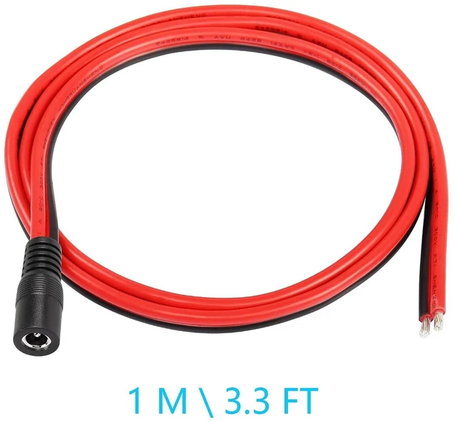 Alt view image 3 of 5 - AJMRTC DC5521 Power Pigtails Cable, 3.2FT 14AWG DC Female Bare Open Wire Cord, 5.5mm x 2.1mm DC Barrel Jack Female to Bare Wire Power Cable for LED Strip, CCTV Camera, DIY Power Supply Project