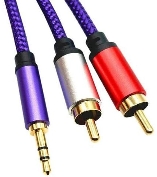 Alt view image 2 of 4 - AJMRTC 3.5mm to Dual RCA Audio Cable, 1m 3.5mm 2-to-2 Lotus Cord, Stereo Audio Line for Power Amplifier, Mixing Console, Mobile Phone, Laptop, Speaker, Audio Mixer Multimedia Connection