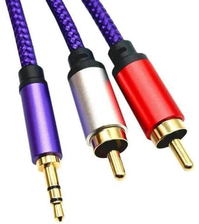 Alt view image 3 of 4 - AJMRTC 1M 3.5mm to Dual RCA Lotus Audio Cable, 2-to-2 Stereo Audio Wire for Mixing Console, Power Amplifier, Mobile Phone, Laptop, Speaker, Home Multimedia Sound System