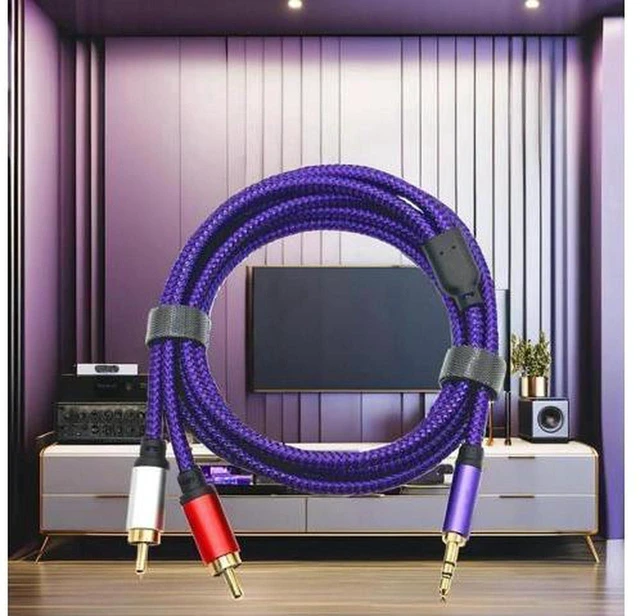 Alt view image 4 of 4 - AJMRTC 1M 3.5mm to Dual RCA Lotus Audio Cable, 2-to-2 Stereo Audio Cord for Mixing Console, Power Amplifier, Mobile Phone, Laptop, Speaker, Multimedia Sound System