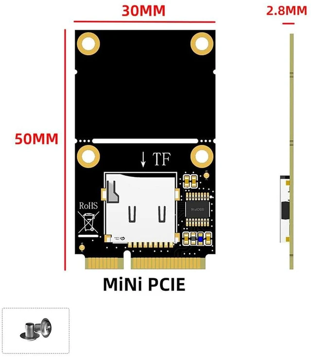 Alt view image 2 of 7 - AJMRTC Mini PCI-E to Single TF & USB-C Adapter Card, Laptop Card Reader, Supports Half-Height & Full-Height Installation, Mini PCI Express to TF Memory Card Reader for Notebook Upgrade