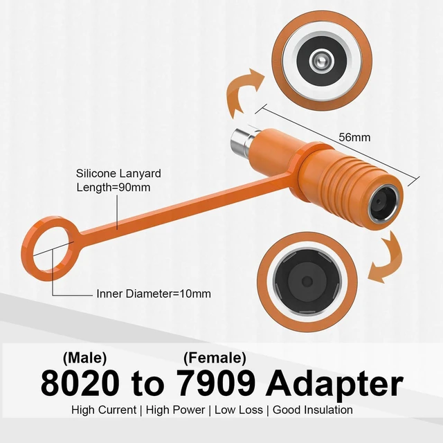 Alt view image 4 of 6 - AJMRTC DC7909 to DC8020 Adapter, 8mm DC7909 Female to DC8020 Male DC Power Connector Adapter, DC 7909 Female to 8020 Male Converter Plug for Solar Generator, Portable Power Station, Battery Pack DC Po