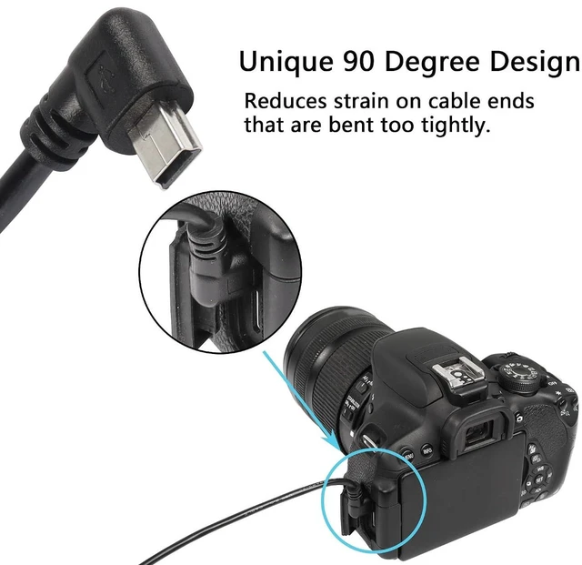 Alt view image 2 of 7 - AJMRTC 90 Degree Mini USB Short Cable, 1ft Up Angle USB 2.0 Type A Male to Left Angle Mini B Male Cord, Right-Angle Mini USB Cable for Dash Cam, GPS, Digital Camera, MP3 Player, Old Portable Devices