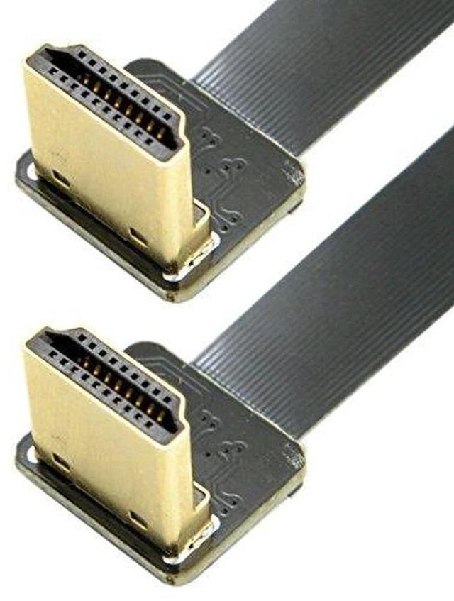 Main image of AJMRTC 90 Degree Down Angled HDMI Male to Male FPC Flat Extension Cable 20cm, Flexible Thin FPC HDMI Cord for FPV Multicopter, Camera, HDTV, Aerial Photography, Low Profile High Definition Video Trans