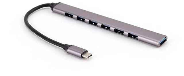 Alt view image 3 of 4 - AJMRTC 7 Ports USB C Hub 3.0, Aluminum USB Type C to USB 3.0 Splitter Adapter, Portable Multi Port USB Hub, High Speed USB Expander for MacBook, Laptop, Desktop PC, Flash Drive, External Hard Drive