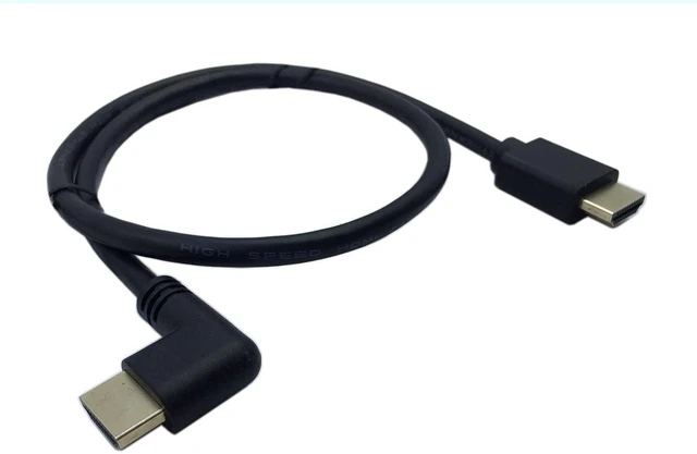 Alt view image 2 of 7 - AJMRTC 0.6M High Speed HDMI 2.0 Left Angle Male to HDMI Male Short Cable, 90 Degree Left Angled HDMI Cord, Supports 4K@60Hz Ultra HD Video for Monitor, HDTV, Projector, Graphics Card, PC Home Theater