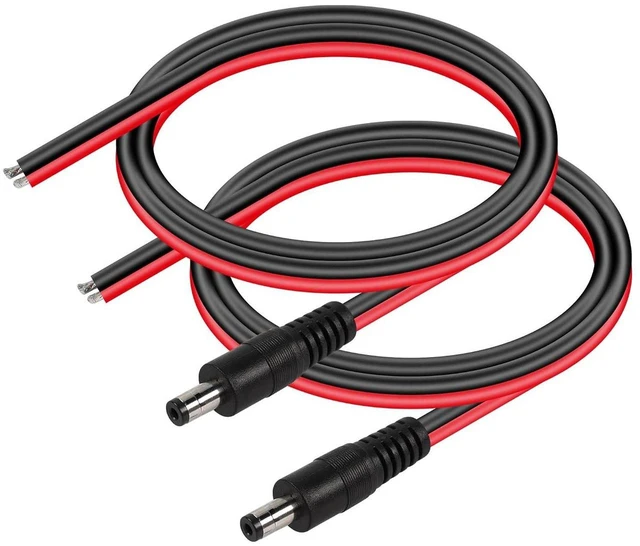 Main image of AJMRTC DC5521 Power Pigtails Cable, 1.64FT 14AWG 5.5mm x 2.1mm DC Male to Bare Open Wire Power Cord, Heavy Gauge DC 5521 Pigtail Cable for LED Strip, CCTV Camera, Router, Portable Power Supply DIY