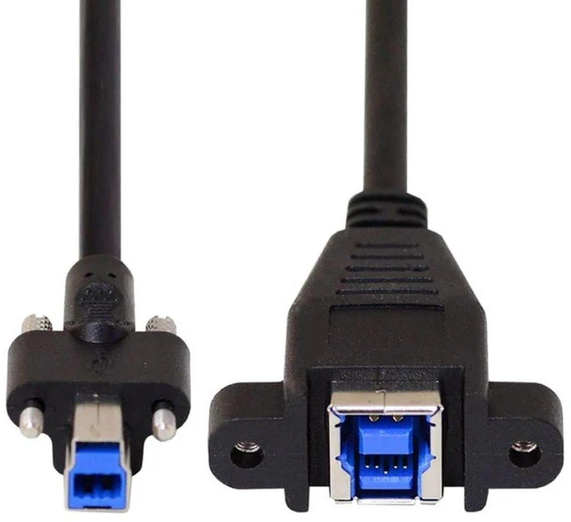 Main image of AJMRTC USB 3.0 Type-B Male to Type-B Female Back Panel Mount Extension Data Cable 0.5m, Panel Mount USB3.0 B Port Cord, Shielded USB B Extension Cable for Industrial Camera, Printer, Scanner, CNC