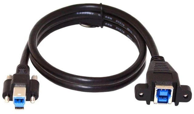 Alt view image 3 of 7 - AJMRTC USB 3.0 Type-B Male to Type-B Female Back Panel Mount Extension Data Cable 0.5m, Panel Mount USB3.0 B Port Cord, Shielded USB B Extension Cable for Industrial Camera, Printer, Scanner, CNC