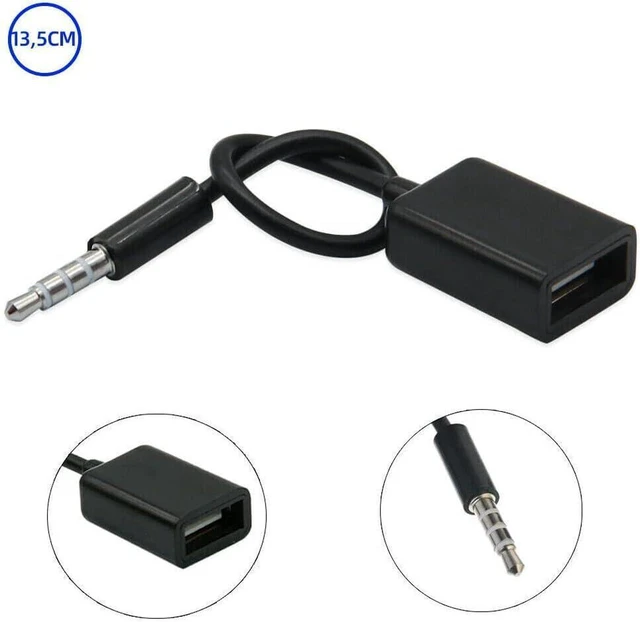 Alt view image 4 of 7 - AJMRTC 3.5mm Male AUX Audio Plug to USB Female OTG Adapter Cable 15CM Black, 3.5 AUX Jack to USB 2.0 Female OTG Cord, Audio Signal Converter Cable for Speaker, Headphone, Microphone, Audio Equipment