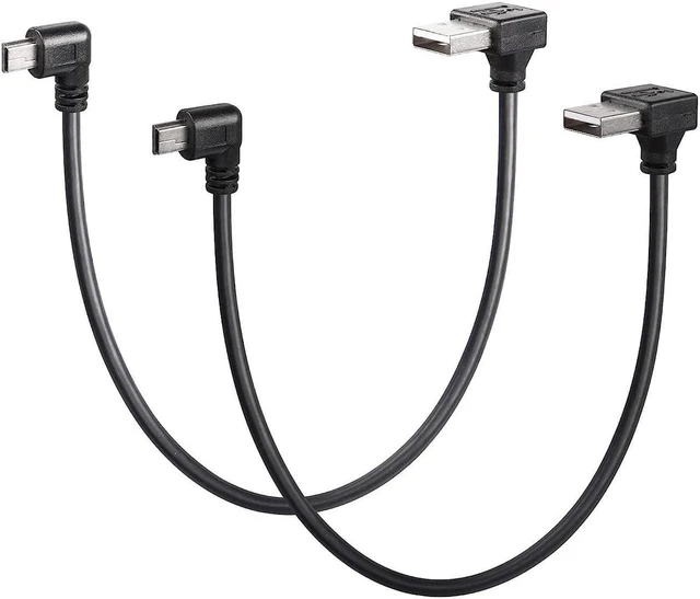 Main image of AJMRTC 90 Degree Mini USB Short Cable, 1ft Up Angle USB 2.0 Type A Male to Right Angle Mini B Male Cord, L-shaped Mini USB Cable for Dash Cam, GPS Navigator, Digital Camera, MP3 Player, Old Portable