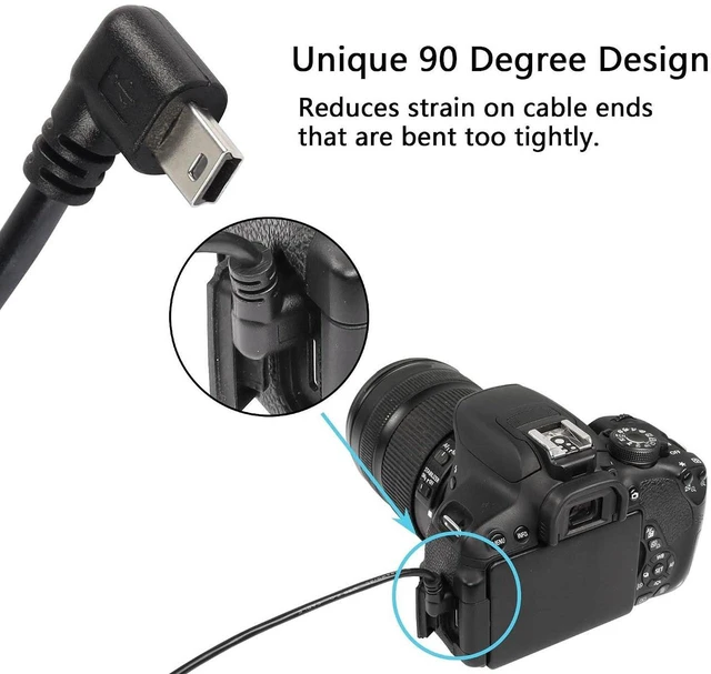 Alt view image 2 of 7 - AJMRTC 90 Degree Mini USB Short Cable, 1ft Up Angle USB 2.0 Type A Male to Right Angle Mini B Male Cord, L-shaped Mini USB Cable for Dash Cam, GPS Navigator, Digital Camera, MP3 Player, Old Portable