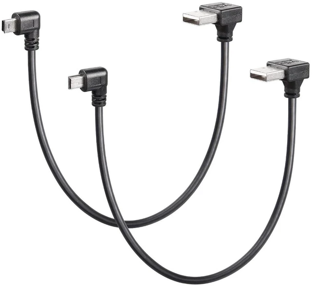 Main image of AJMRTC 90 Degree Mini USB Short Cable, 1ft Up Angle USB 2.0 Type A Male to Left & Right Angled Mini B Male Cord, L-shaped Mini USB Cable for Dash Cam, GPS Navigator, Digital Camera, MP3 Player, Old Po