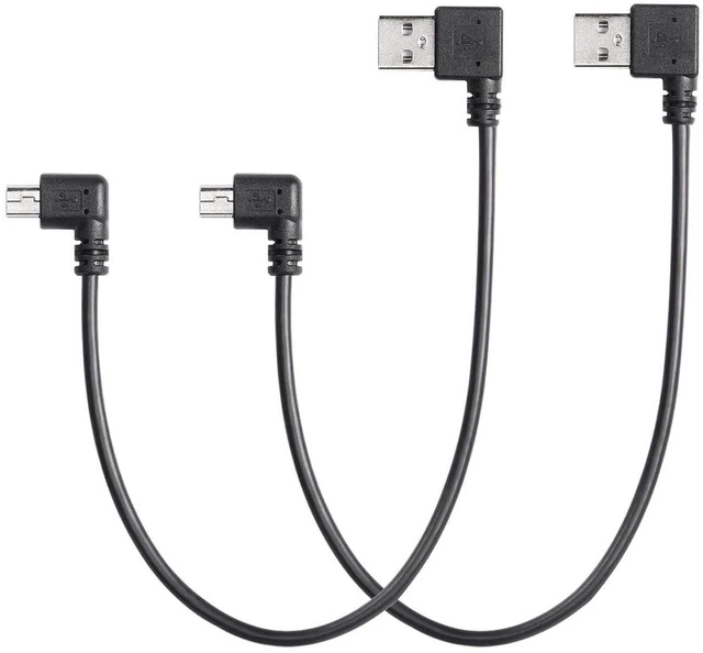 Main image of AJMRTC 9Inch Mini USB Cable Combo, USB 2.0 Type A Male to Left & Right 90 Degree Angled Mini B Male Cord, 2 Pack L-shaped Short Mini USB Cable for Dash Cam, GPS Navigator, Digital Camera, MP3 Player