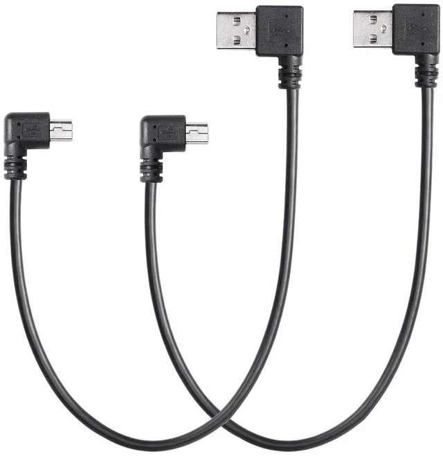 Main image of AJMRTC 9Inch Mini USB Cable Combo, USB 2.0 Type A Male to Left 90 Degree Angled Mini B Male Cord, 2 Pack L-shaped Short Mini USB Cable, Left Angle Mini USB Cables for Dash Cam, GPS Navigator, Digital