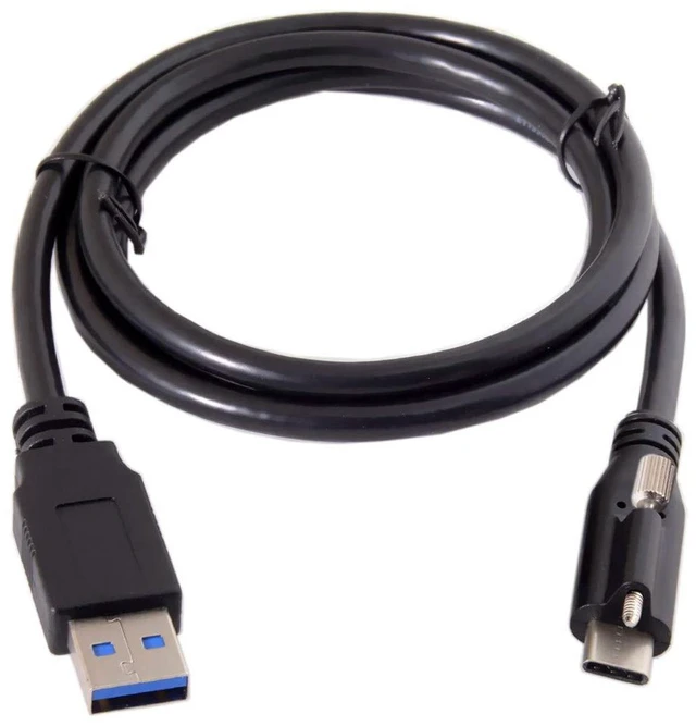 Alt view image 3 of 6 - AJMRTC USB 3.0 to USB C Locking Connector Data Cable with Panel Mount Screw, 1.2M USB3.0 Type-C Lockable Cord for Industrial Camera, Machine Vision, Scanner, Industrial Equipment Data Transmission