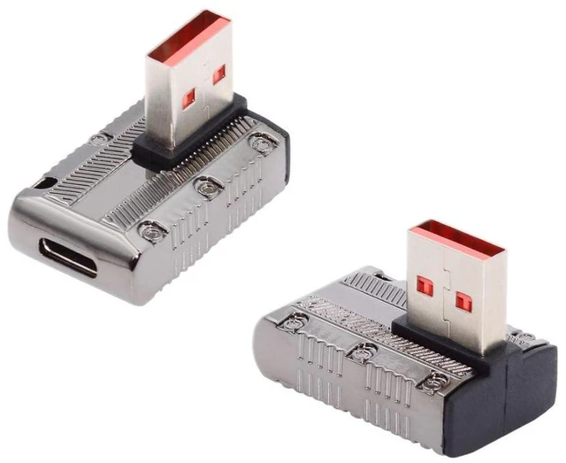 Alt view image 7 of 7 - AJMRTC USB C to USB 3.0 90 Degree Right Angle Low Profile Adapter, 10Gbps Data & 120W PD Power Connector, Mecha Cyberpunk Style USB Type-C OTG Converter for Laptop, Tablet, Smartphone, External SSD