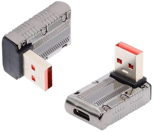 Alt view image 2 of 7 - AJMRTC USB C to USB 3.0 90 Degree Up Angled Low Profile Adapter, 10Gbps Data & 120W PD Power Connector, Mecha Cyberpunk Style USB Type-C OTG Converter for Laptop, Tablet, Smartphone, External SSD Stor