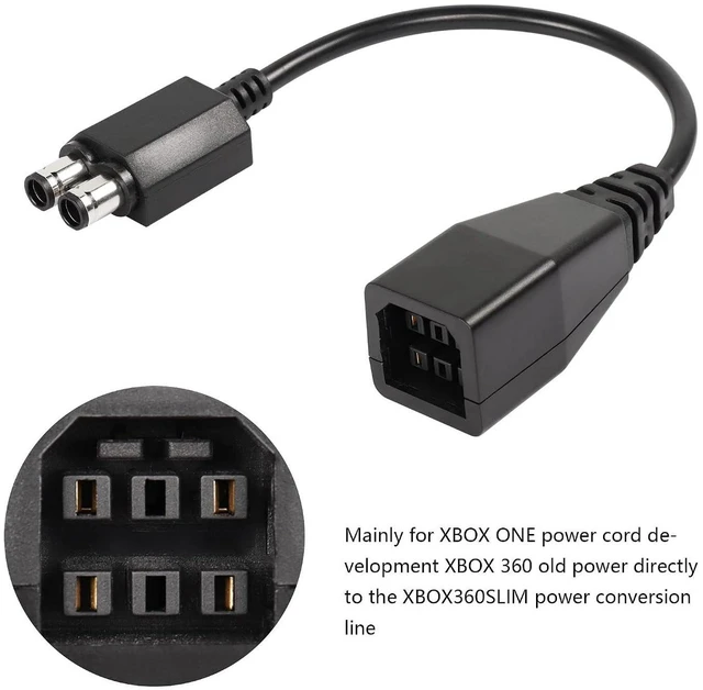 Alt view image 3 of 6 - AJMRTC 0.5ft Power Conversion Cable, Xbox 360 to Xbox 360 Slim Power Supply Adapter Cord, Old Xbox360 Power Brick to Slim Console Converter Cable for Xbox 360 Slim Power Connection Replacement