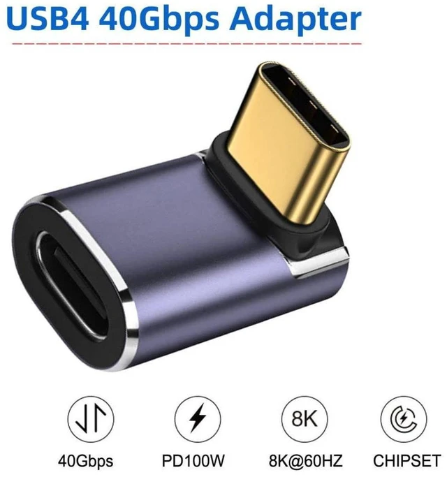 Alt view image 6 of 7 - AJMRTC USB C Male to Female Adapter, USB4 Type C 90 Degree Up & Down Angled Connector, 100W PD Power, 8K Video & High Speed Data Extension Adapter for Laptop, Tablet, External SSD, Docking Station