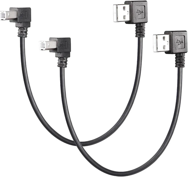 Main image of AJMRTC 1ft Left Angle USB A to B Cable, 90 Degree Left Angled USB 2.0 Type A Male to Type B Male Cord, High Speed Data Transfer Cable for Printer, Scanner, MIDI Controller, Digital Piano, Desktop