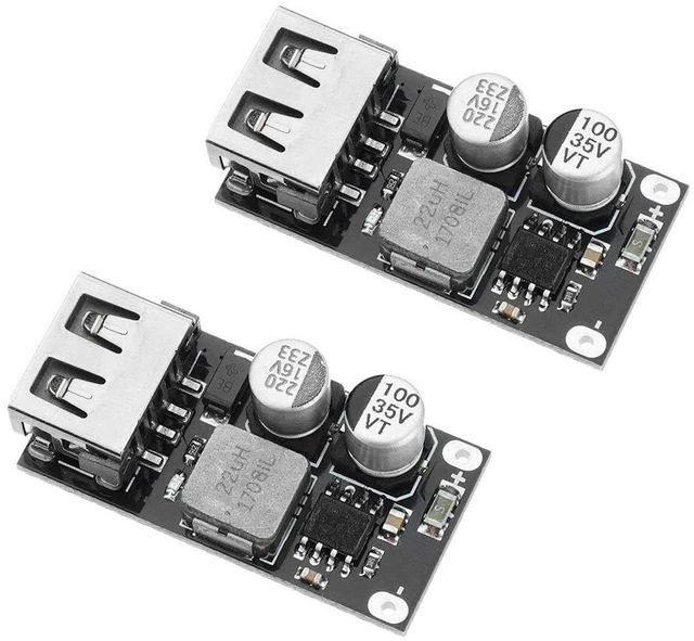 Main image of AJMRTC 2PCS DC-DC Step Down Buck Module, 6V-32V 12V 24V to QC3.0 Single USB Fast Charging Converter Board, DC Voltage Regulator Power Charger Module for Car, Motorcycle, RV, DIY Electronic Power