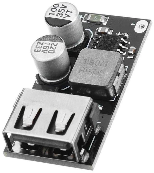 Alt view image 3 of 4 - AJMRTC 2PCS DC-DC Step Down Buck Module, 6V-32V 12V 24V to QC3.0 Single USB Fast Charging Converter Board, DC Voltage Regulator Power Charger Module for Car, Motorcycle, RV, DIY Electronic Power