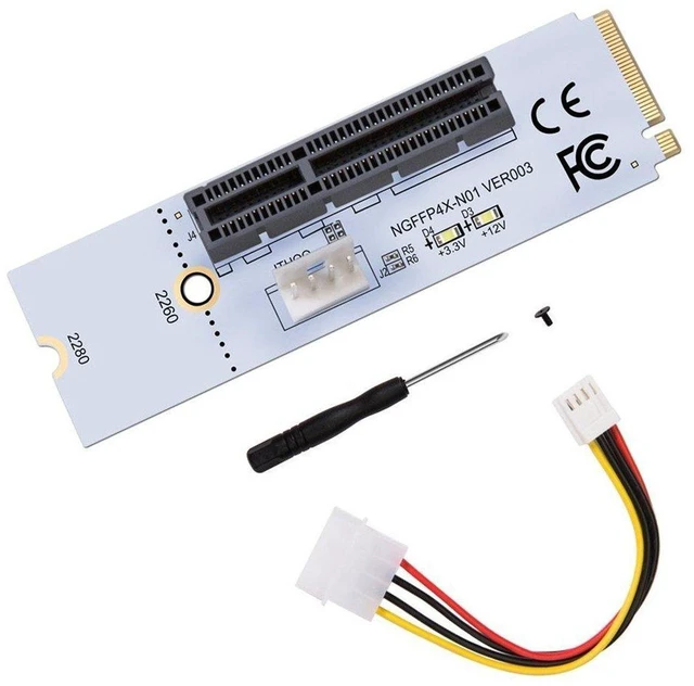 Alt view image 5 of 6 - AJMRTC NGFF M.2 to PCI-e 4X 1X Slot Riser Card, M Key M2 2260 2280 SSD to PCIE Adapter Converter, M.2 NGFF Port to PCI Express Multiplier Card for BTC Miner, Mining Rig, Desktop PC Expansion