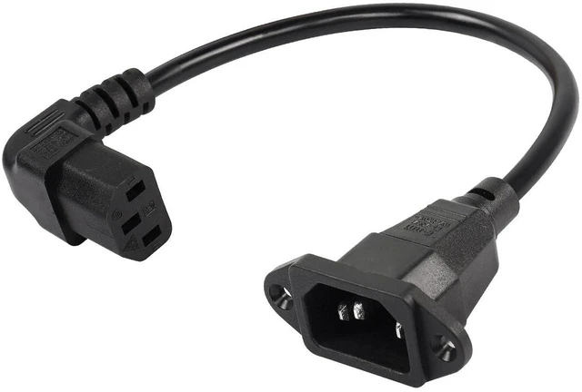 Main image of AJMRTC 0.3M Down Angle IEC 320 C13 Female to C14 Male Panel Mount Power Cable, 90 Degree Down Angled C13 to C14 Extension Cord for Server, PSU, Industrial Cabinet, Computer Chassis Power Supply Connec