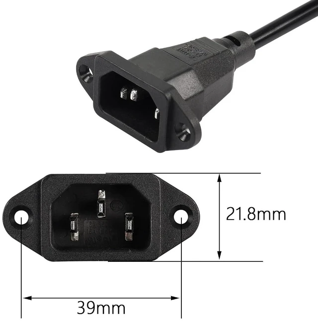 Alt view image 5 of 7 - AJMRTC 0.3M Down Angle IEC 320 C13 Female to C14 Male Panel Mount Power Cable, 90 Degree Down Angled C13 to C14 Extension Cord for Server, PSU, Industrial Cabinet, Computer Chassis Power Supply Connec