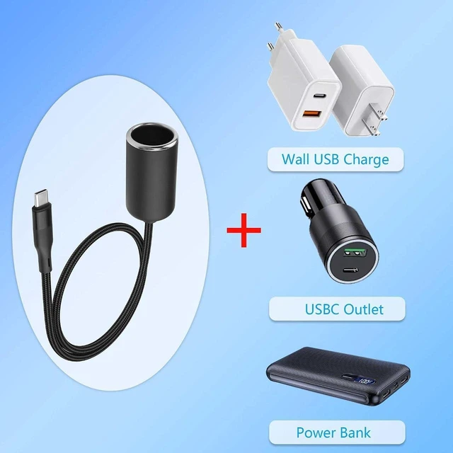 Alt view image 3 of 6 - AJMRTC PD 12V USB-C to Car Cigarette Lighter Adapter, 36W PD Trigger Fast Charger Cable, USB Type C Male to 12V Cigarette Lighter Female Socket Converter for Dash Cam, GPS, Car Fan, Tire Inflator