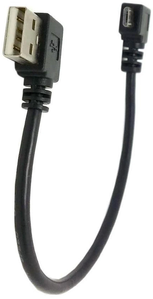 Alt view image 2 of 5 - AJMRTC USB 2.0 Male to Micro USB 5Pin 90 Degree Left Angled Data & Charging Extension Cable 20cm, Left Angle Micro USB Cord for Security Camera, Dash Cam, Power Bank, Android Micro USB Devices