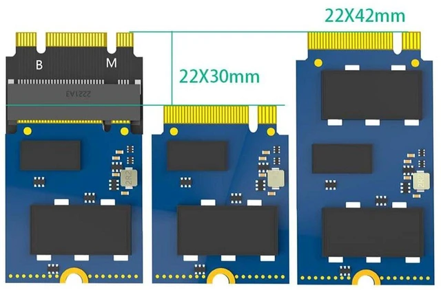Alt view image 2 of 7 - AJMRTC M.2 NVME M-Key B+M 2230 to 2242 SATA-Bus SSD Extension Adapter Card, 2230 to 2242 SSD Converter Compatible with ThinkPad X270 X280 T470 T480 L480 T580 Series Laptops