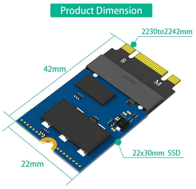 Alt view image 3 of 7 - AJMRTC M.2 NVME M-Key B+M 2230 to 2242 SATA-Bus SSD Extension Adapter Card, 2230 to 2242 SSD Converter Compatible with ThinkPad X270 X280 T470 T480 L480 T580 Series Laptops