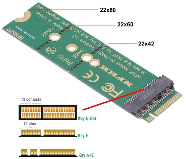 Alt view image 7 of 7 - AJMRTC WiFi Riser Card NGFF Key-E Wireless Networking Card to M.2 NGFF Key-M NVMe SSD Adapter, M.2 Key-M Slot to Key-E WiFi Converter, Compatible with WiFi 6 WiFi 7 Wireless Network Cards for Desktop