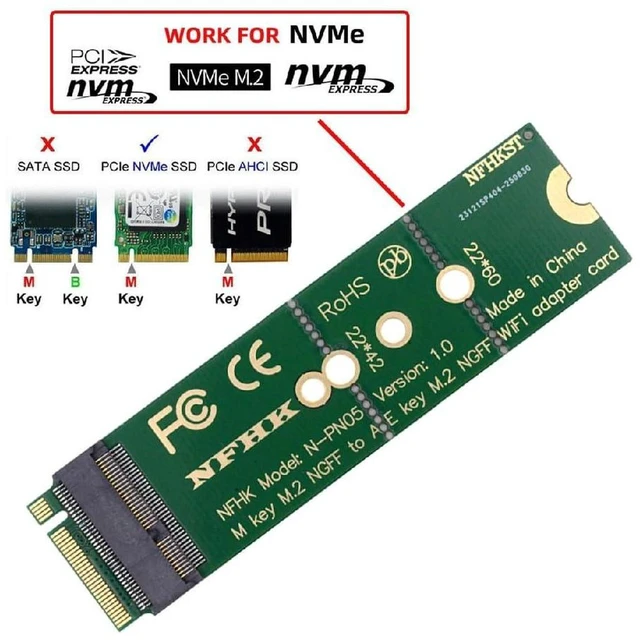 Alt view image 2 of 7 - AJMRTC WiFi Riser Card NGFF Key-E Wireless Networking Card to M.2 NGFF Key-M NVMe SSD Adapter, M.2 Key-M Slot to Key-E WiFi Converter, Compatible with WiFi 6 WiFi 7 Wireless Network Cards for Desktop