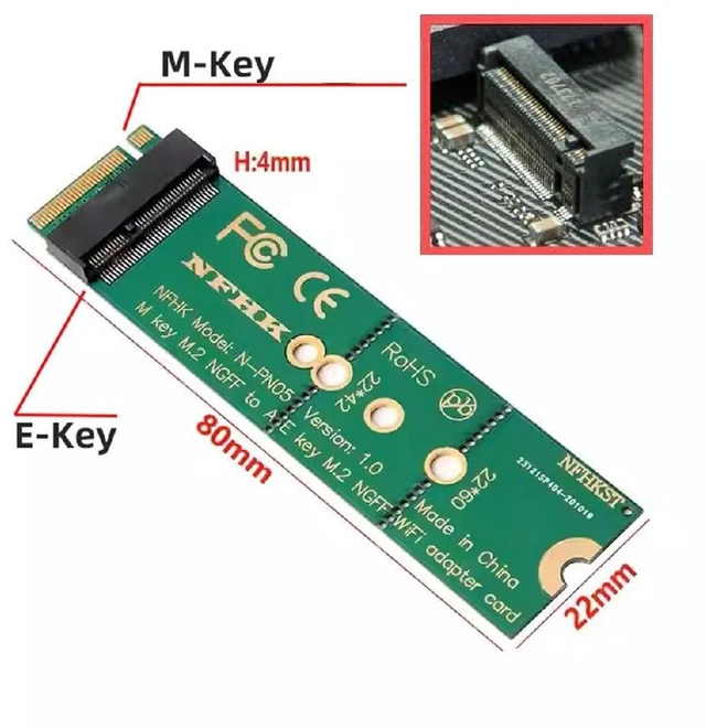 Alt view image 3 of 7 - AJMRTC WiFi Riser Card NGFF Key-E Wireless Networking Card to M.2 NGFF Key-M NVMe SSD Adapter, M.2 Key-M Slot to Key-E WiFi Converter, Compatible with WiFi 6 WiFi 7 Wireless Network Cards for Desktop