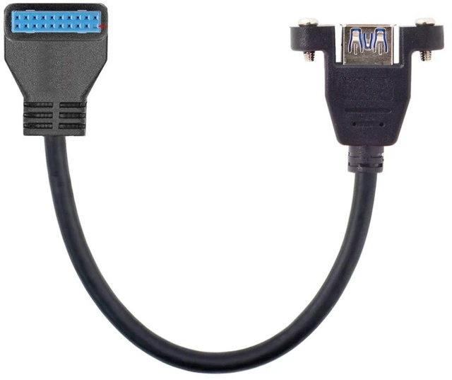 Alt view image 2 of 5 - AJMRTC USB 3.0 20Pin Motherboard Header to USB3.0 Female Extension Cable, 90 Degree Up Angled Screw Mount Type Internal Front Panel Cord for PC Case Front USB Port Expansion & Computer DIY Modificatio