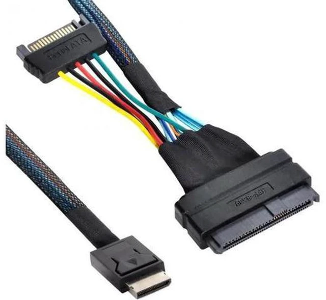 Alt view image 7 of 7 - AJMRTC SFF-8611 to U.2 U.3 SFF-8639 NVMe PCIe SSD Cable, High Speed PCI-Express Internal Interconnect Cord for Motherboard to U.2 / U.3 NVMe SSD, Server Storage Backplane & PC Storage Upgrade