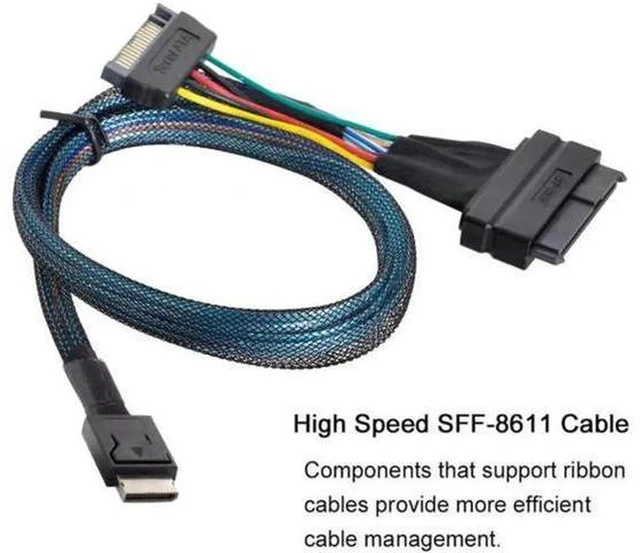 Alt view image 2 of 7 - AJMRTC SFF-8611 to U.2 U.3 SFF-8639 NVMe PCIe SSD Cable, High Speed PCI-Express Internal Interconnect Cord for Motherboard to U.2 / U.3 NVMe SSD, Server Storage Backplane & PC Storage Upgrade