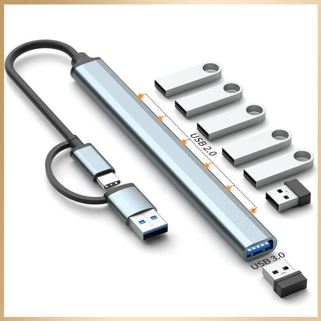 Alt view image 4 of 4 - AJMRTC 7 Ports USB Hub, USB A & USB C to USB Multiport Adapter, High Speed Multiple USB Splitter Hub for Desktop PC, Macbook, Laptop, Flash Drive, Mouse, Keyboard, External Hard Drive