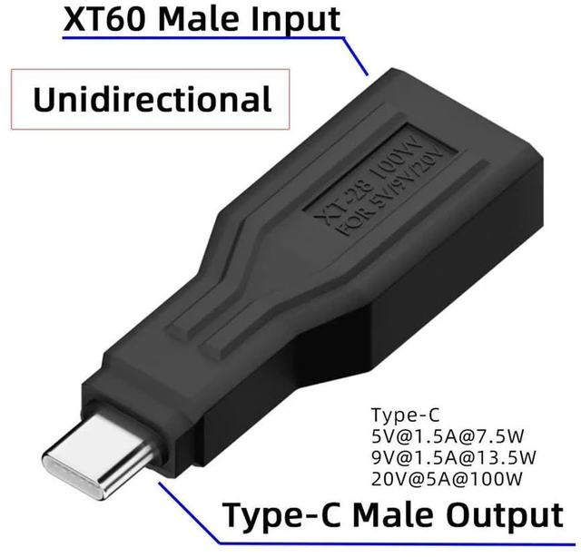 Alt view image 2 of 7 - AJMRTC XT60 Male Input to Type-C Male Output Fast Charging Adapter, SC100 Protocol Power Converter for RC Lipo Battery, Quadcopter, Laptop, Smartphone, Portable Outdoor Power Supply