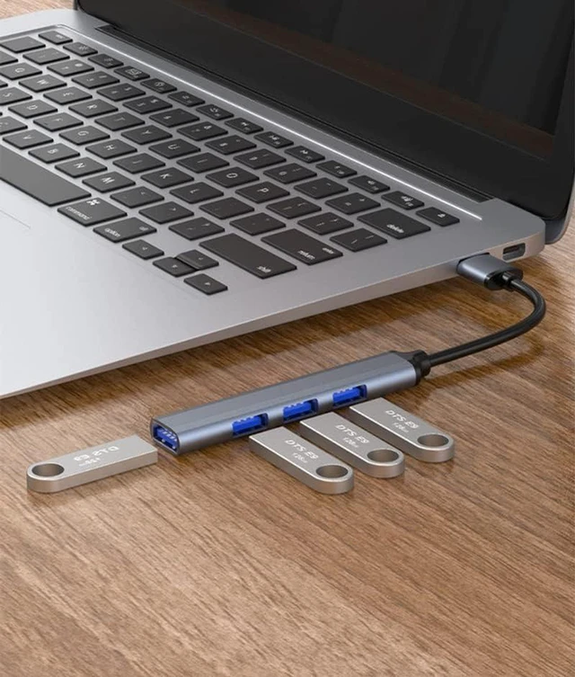 Alt view image 4 of 6 - AJMRTC USB C Hub 4 Port, Type C to USB A Adapter with 1 USB 3.0 & 3 USB 2.0 Ports, 5Gbps High Speed USB Splitter OTG Multiport Dock for MacBook, Laptop, Tablet, Phone, USB Flash Drive, Mouse Keyboard