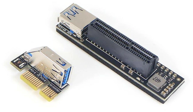 Alt view image 3 of 7 - AJMRTC PCI Express X1 to X4 USB 3.0 PCIE Riser Card, PCI-E SATA Expansion Adapter Raiser Extender, USB3.0 PCIe Riser Card for Mining, Desktop PC, Expand PCIe Slots and SATA Interface